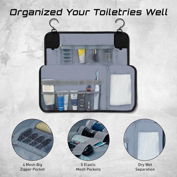 NWT Hanging Travel Toiletry Bag  Black or Brown - Picture 6 of 9